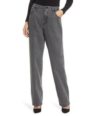 NEW Good American 90's High Waist Baggy Relaxed Black Gray Jeans Women's 8/29